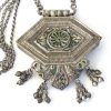 Antique Himachal Pradesh Necklace, Silver Enamel Gau Box, 66cm (26″) Silver Chain, 226 Grams