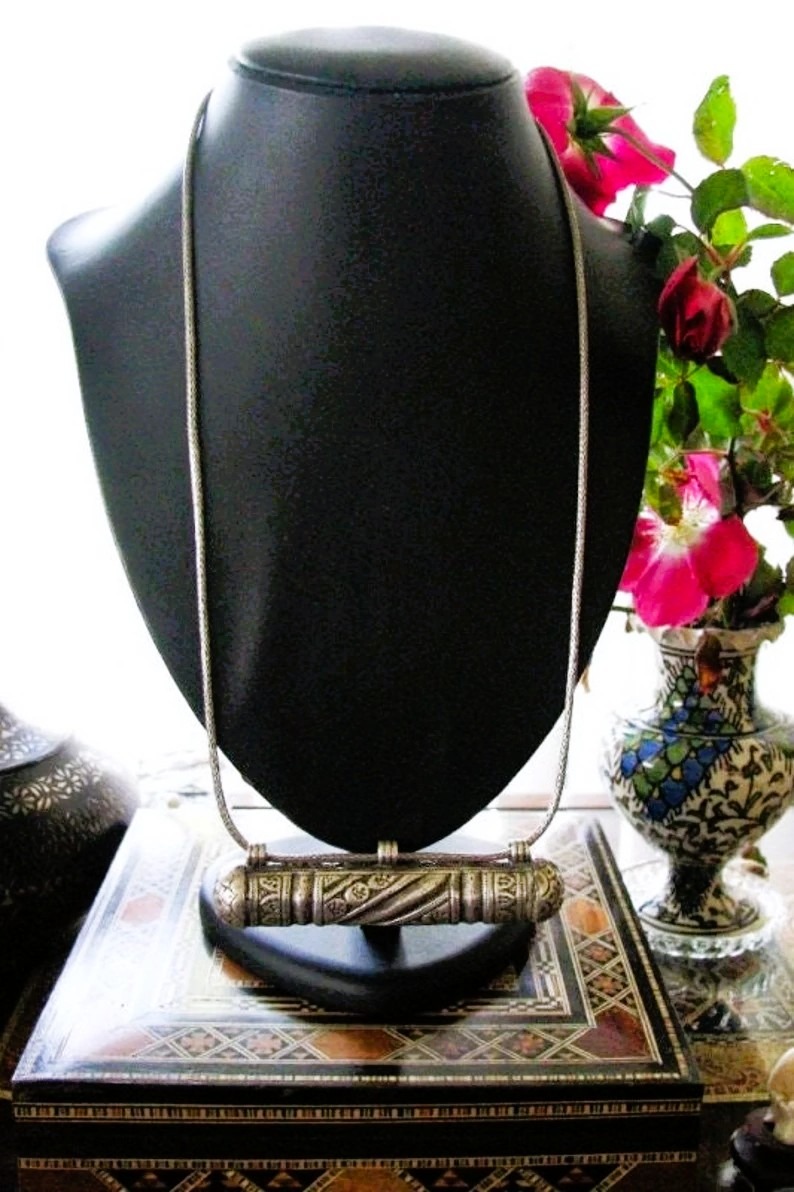 Antique Islamic Prayer Box, Silver Chain Antique Islamic Prayer Box, Silver Chain