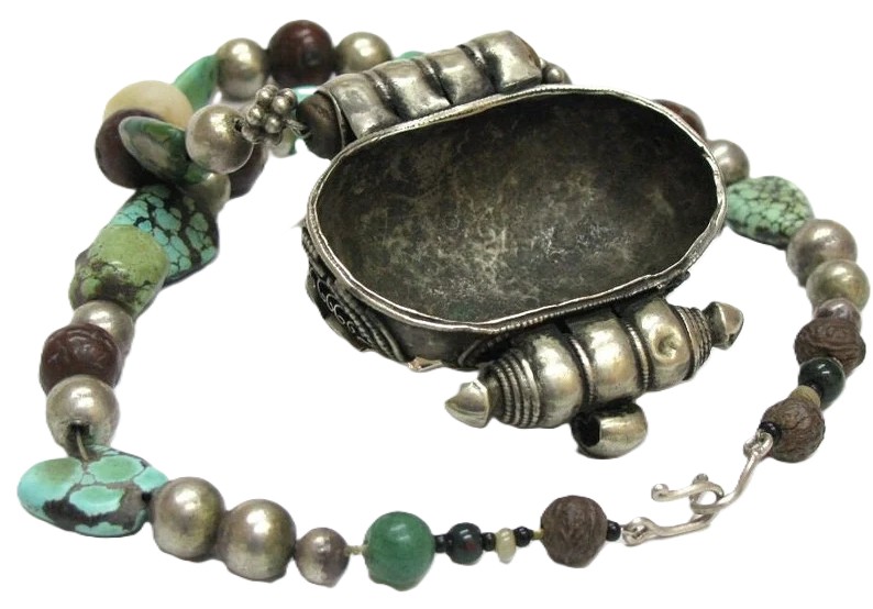Tibetan Gau Box Necklace, Heirloom Beads Tibetan Gau Box Necklace, Heirloom Beads
