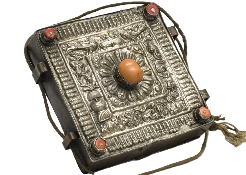 Antique Tibetan Gau Box - Square Antique Tibetan Gau Box - Square