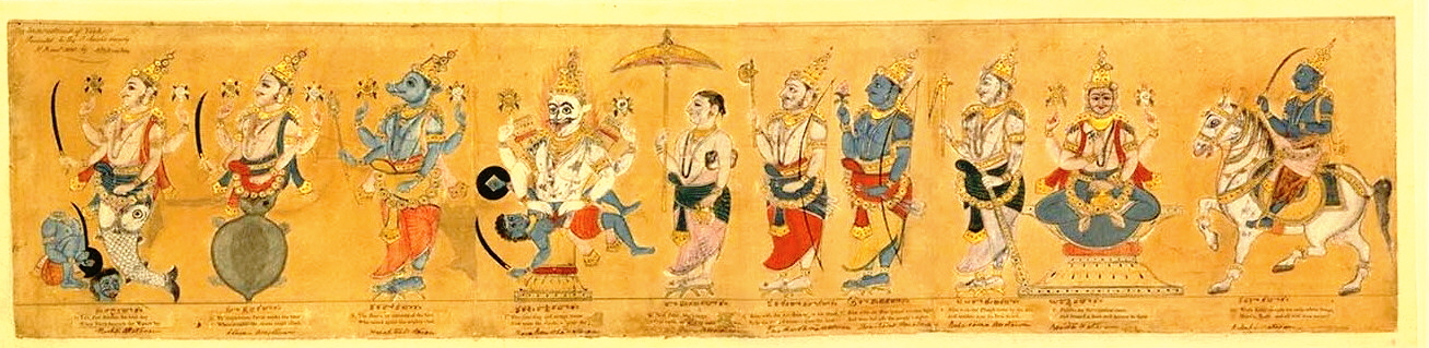 The Dashavatara - The ten primary avatars of Vishnu