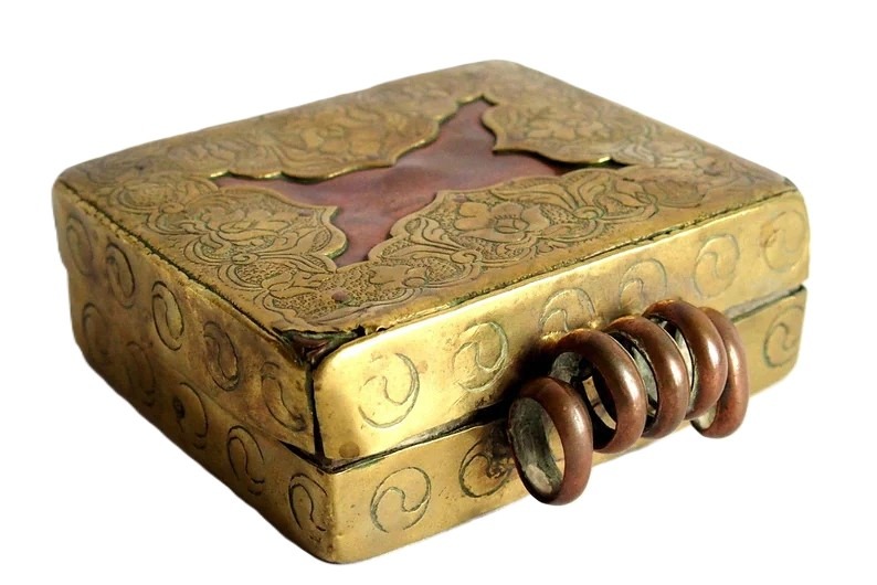 Antique Tibetan Gau Box, Copper, Brass Antique Tibetan Gau Box, Copper, Brass