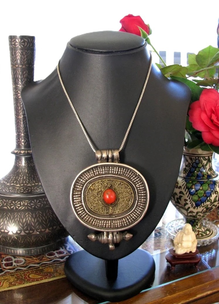 Antique Tibetan Gau Box, Silver Gilt, Coral Antique Tibetan Gau Box, Silver Gilt, Coral