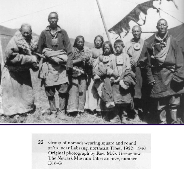 Tibetan Nomads Wearing Ga'us Near Labrang, Northern Tibet, 1922 Tibetan Nomads Wearing Ga'us Near Labrang, Northern Tibet, 1922