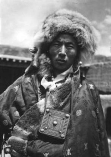 Tibetan Khampa Man with Square Gau Box Tibetan Khampa Man with Square Gau Box