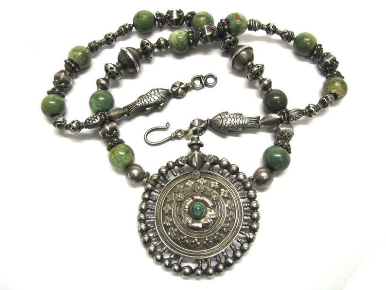 Antique Indian Necklace, Madhya Pradesh Earplug