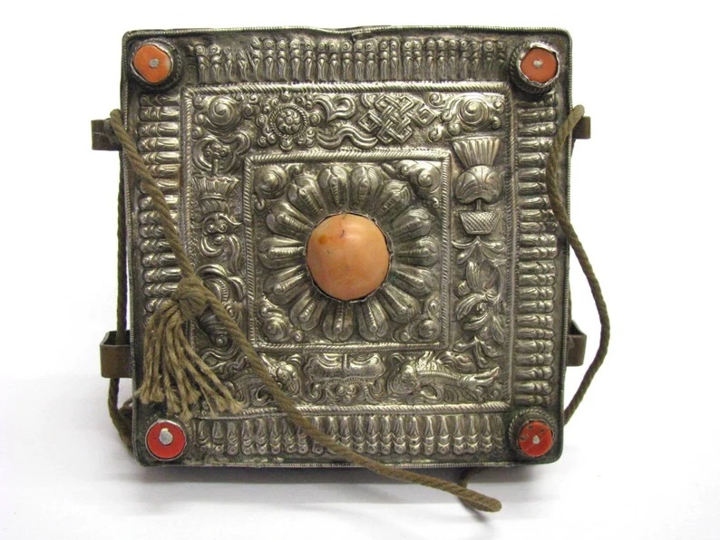 Antique Tibetan Gau, Coral, High Grade Silver