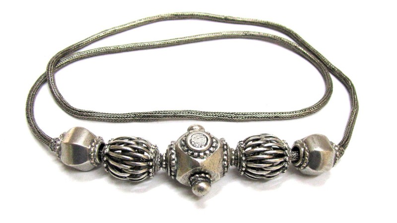Antique Sri Lanka Silver Beads Necklace or Belt