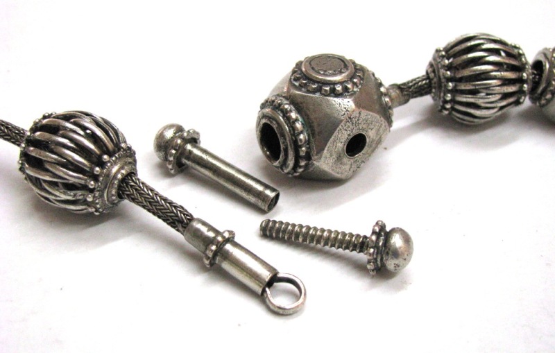 Antique Sri Lanka Silver Beads Necklace or Belt