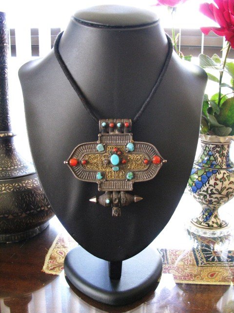 Antique Tibetan Gau, Turquoise and Coral