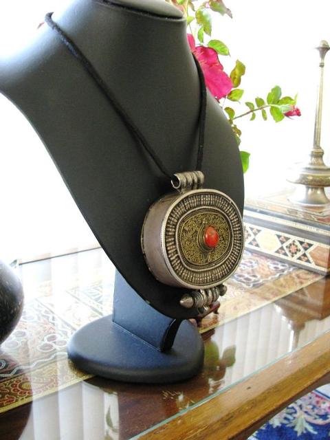 Antique Tibetan Gau Box, Gilt, Coral