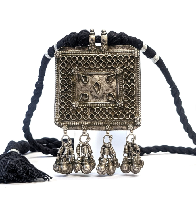 Silver Square House Amulet Pendant