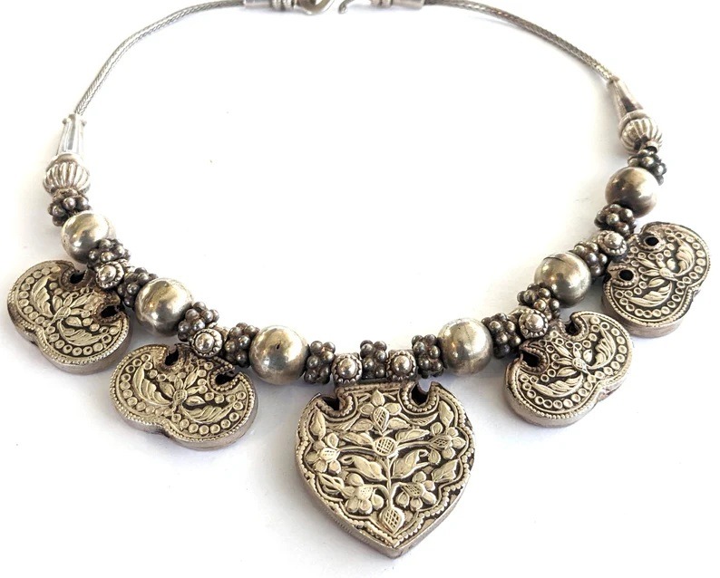 Vintage Indian Necklace, Tree of Life Amulet Pendants