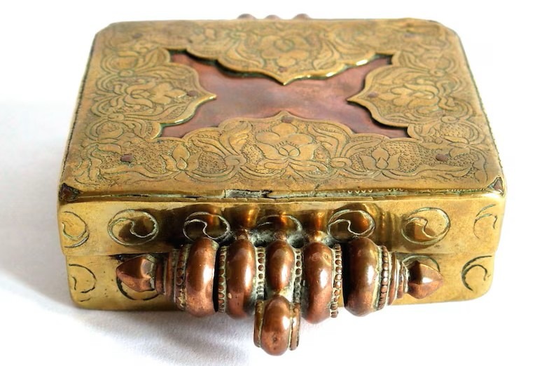 Antique Tibetan Gau Box, Copper, Brass