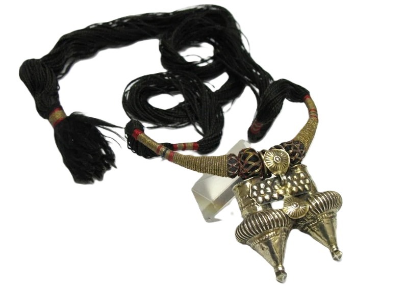 Antique Silver Gilt India Pendant, Rabari, Dhebaria
