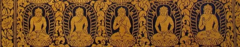 Tibetan Panel with Five Transcendtent Buddhas